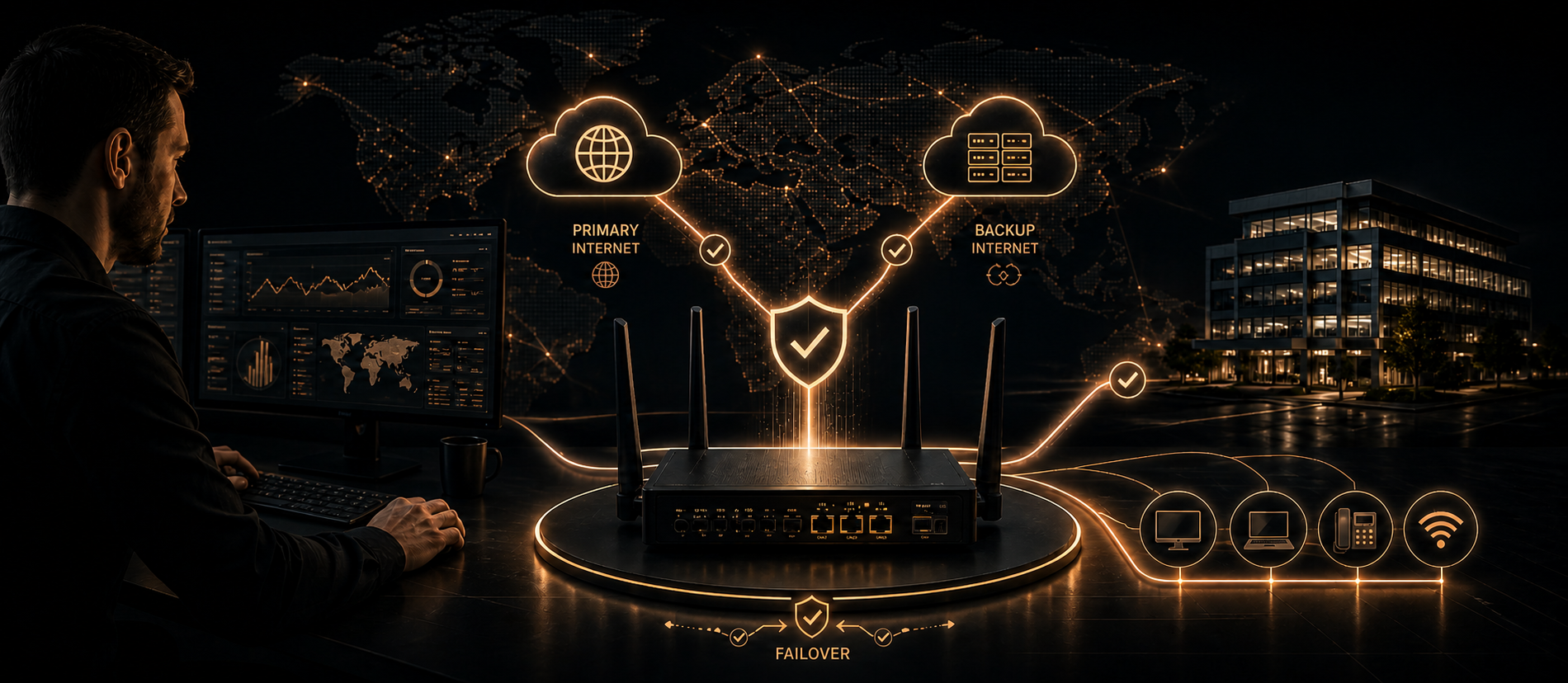IT-Systemhaus | VPN-Netzwerk für sicheren Remote Zugriff im Firmennetzwerk | Rosenheim - Traunstein - Wasserburg - München Ausfallsicherheit und Internet-Redundanz mit Business-Routern
