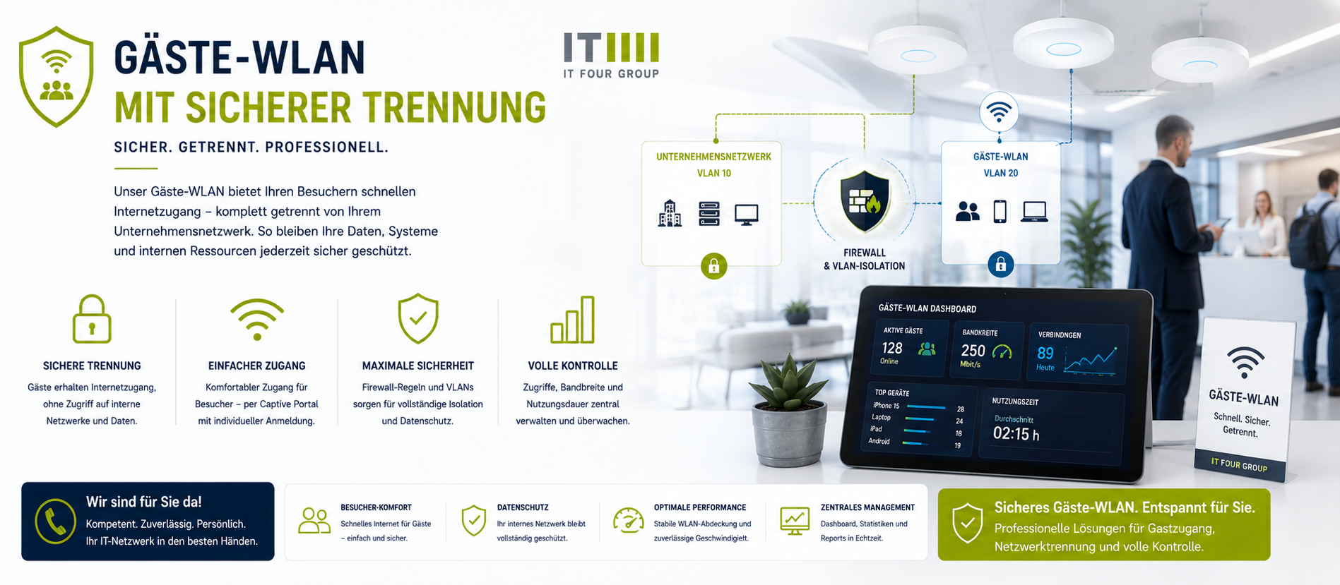 IT-Systemhaus | VPN-Netzwerk Beratung, Planung & Architektur | Rosenheim - Traunstein - Wasserburg - München Gästezugang mit sicherer Netzwerktrennung