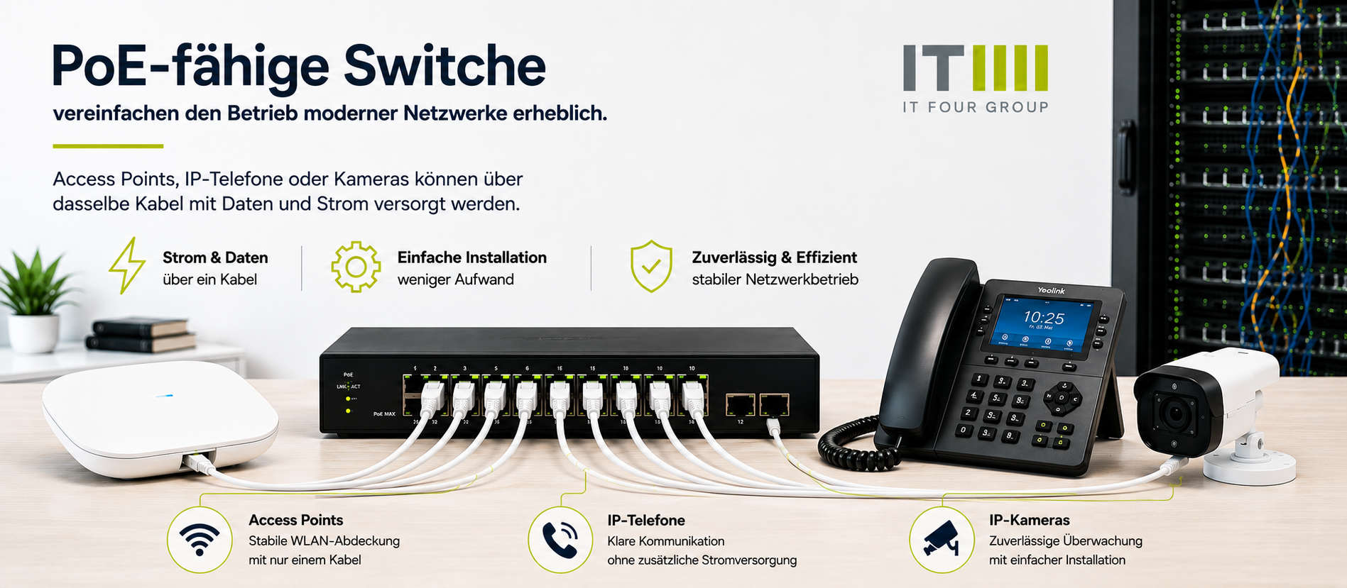 IT-Systemhaus | Switching für sichere Netzwerktechnik im Firmennetzwerk | Rosenheim - Traunstein - Wasserburg - München PoE-fähige Netzwerk-Switches